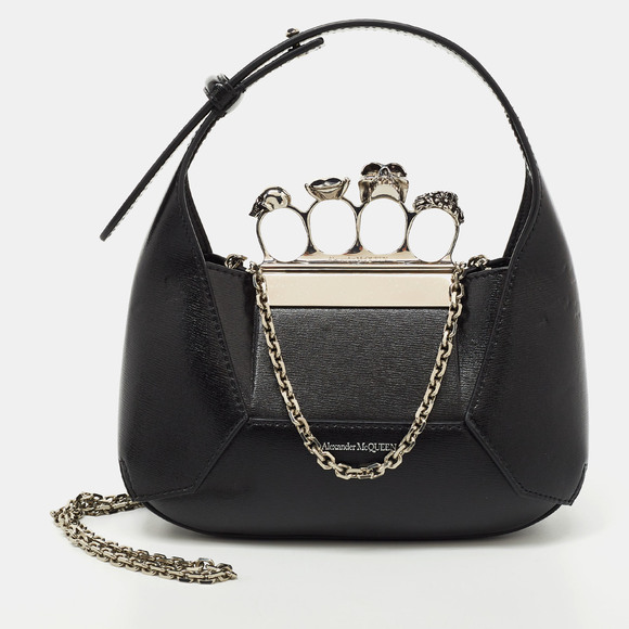 Alexander McQueen Handbags - ALEXANDER MCQUEEN Black Leather Mini Jewelled Hobo